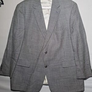 VTG Hart Schaffner Marx 48R Men's Blazer Made in USA Black Cream Micro‎ Dot Wool